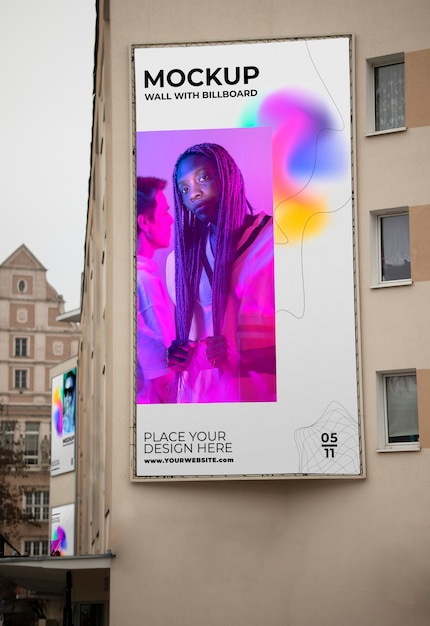 Advertisement billboard on wall mock-up design