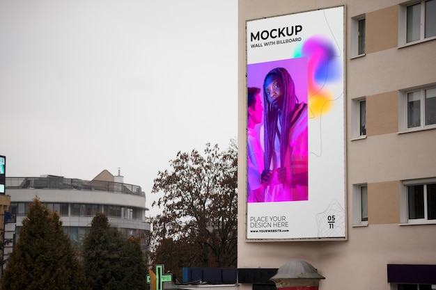 Advertisement billboard on wall mock-up design