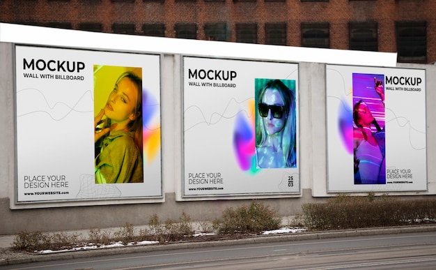 PSD advertisement billboard on wall mock-up design