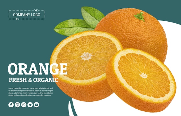 An advertisement for oranges with the words orange on the bottom.