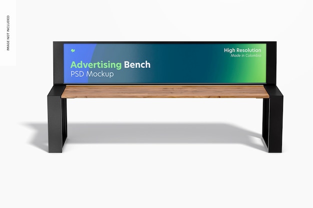 Advertising bench mockup, front view