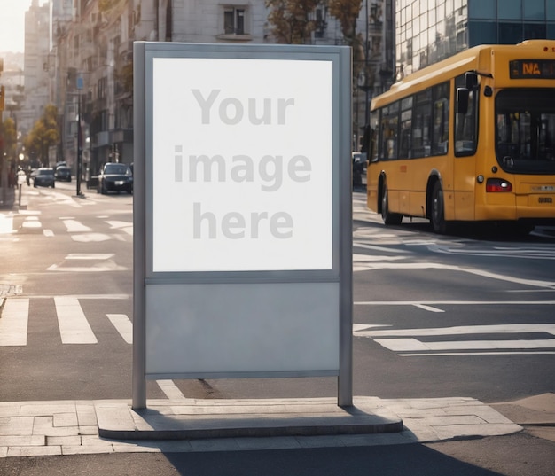 Макет рекламного щита Рекламный щит возле автобусной остановки