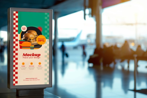 PSD advertising display at airport mockup