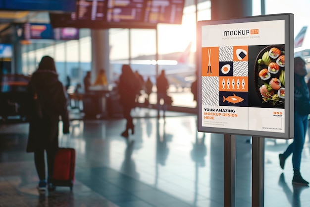 Advertising display at airport mockup