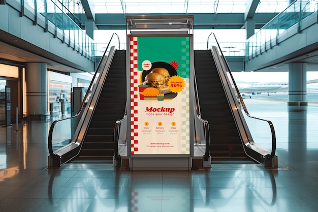 PSD advertising display at airport mockup