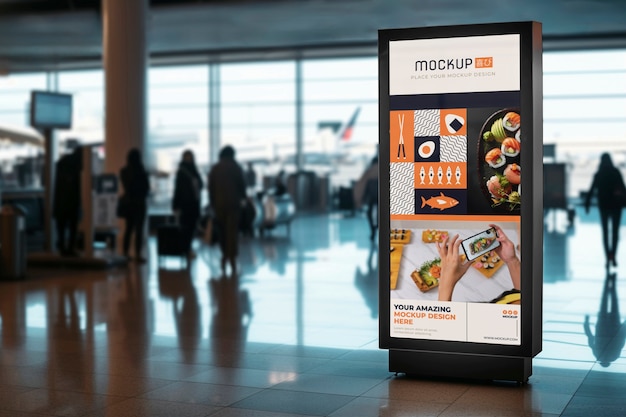 PSD advertising display at airport mockup