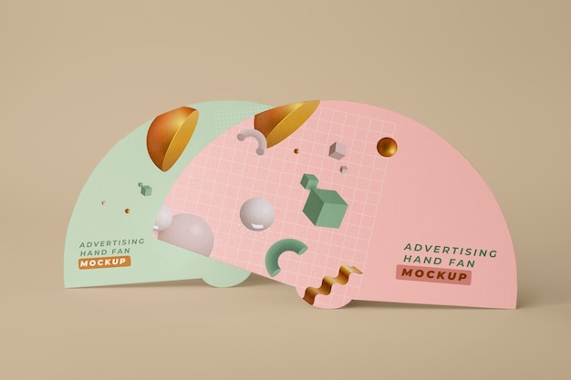 PSD advertising hand fans mockup