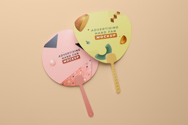 PSD advertising hand fans mockup