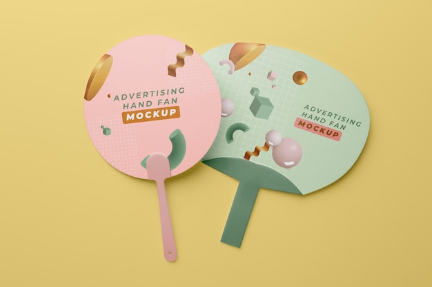 PSD advertising hand fans mockup