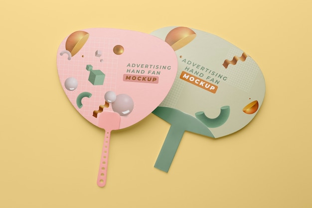 PSD advertising hand fans mockup