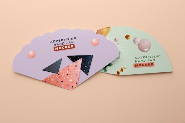 PSD advertising hand fans mockup