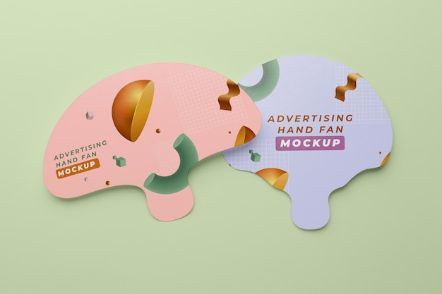 PSD advertising hand fans mockup