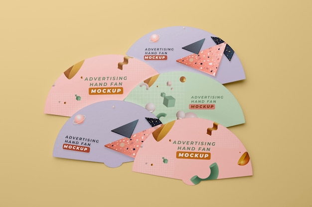 PSD advertising hand fans mockup