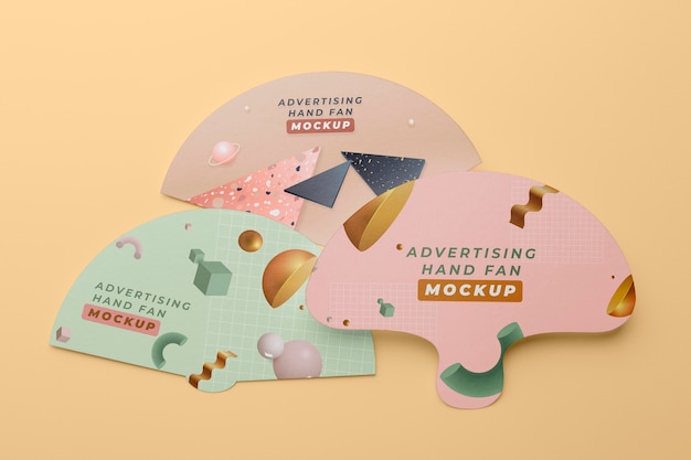 PSD advertising hand fans mockup