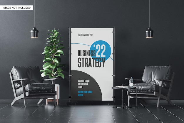 Advertising interior stand banner mockup