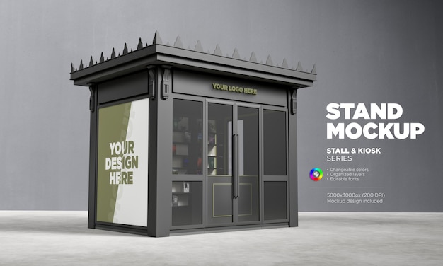 Mockup di libreria chiosco pubblicitario