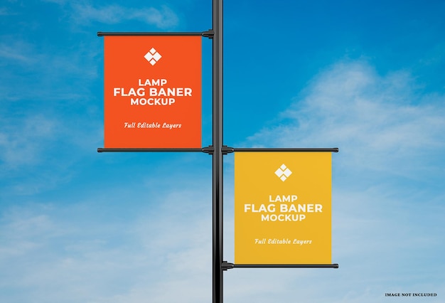 Advertising lamp banner flag mockup design