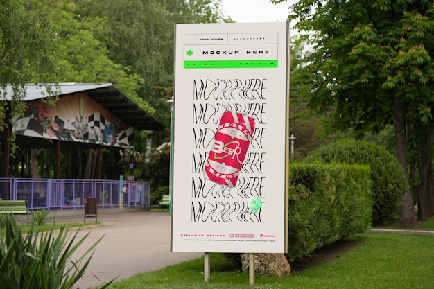 PSD advertising in a park mockup