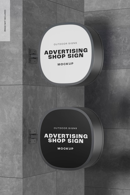 PSD advertising shop signs, side view