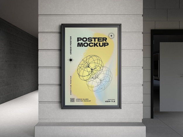 advertising street poster mockup hanged on wall