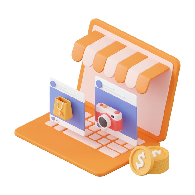 Advertising via social media 3d illustration of Icon affiliate marketing