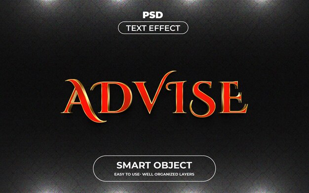 PSD advise 3d style editable text effect template