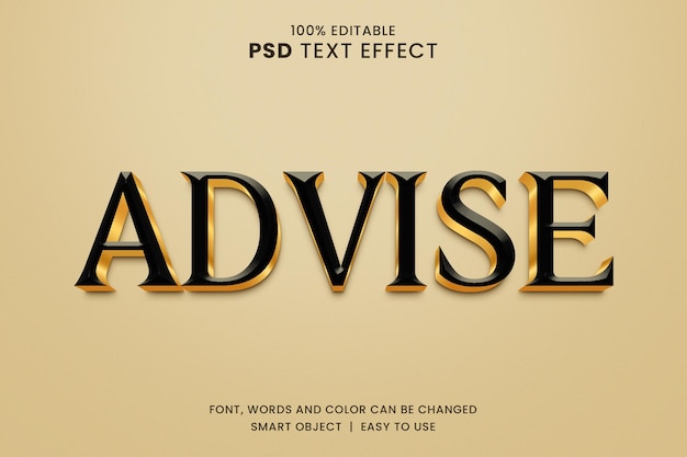 PSD advise text effect with 3d style luxury text effect