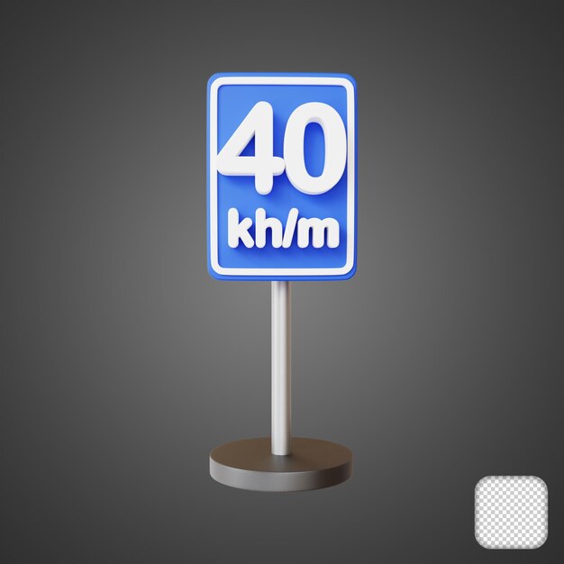 PSD advisory 40 speed limit road sign traffic 3d illustration