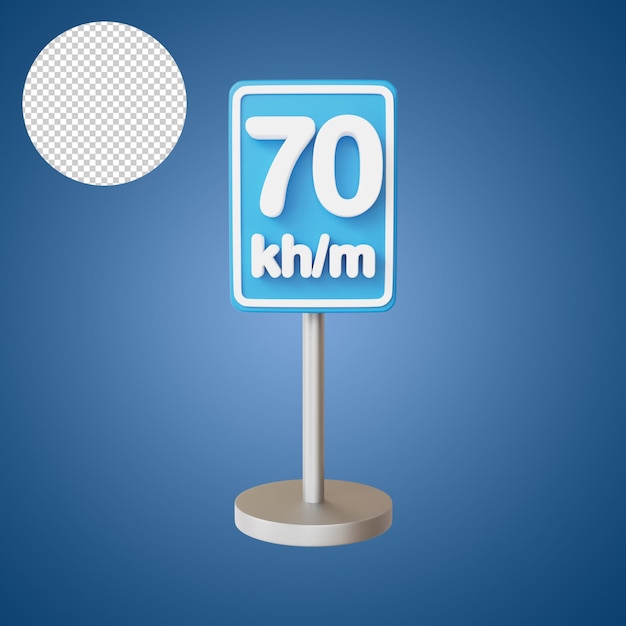 PSD advisory 70 speed limit road sign traffic 3d rendering