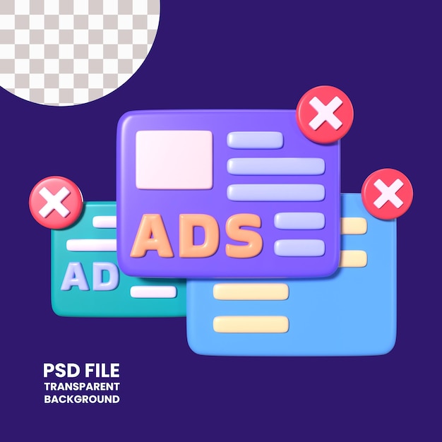PSD adware 3d illustratie icoon
