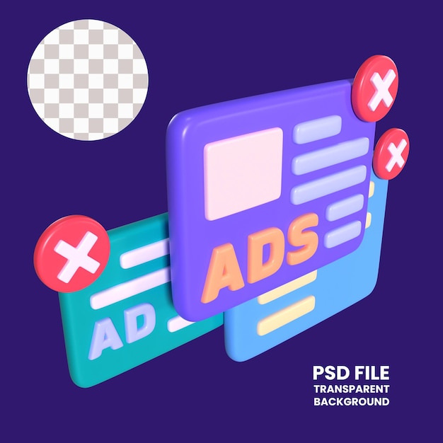 PSD adware 3d illustratie icoon