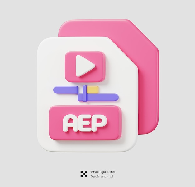 Aep-bestandsdocument bestandstypepictogram bestandsformaat en documentconcept 3d render illustratie