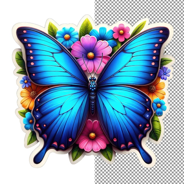PSD Наклейка красоты летящей бабочки