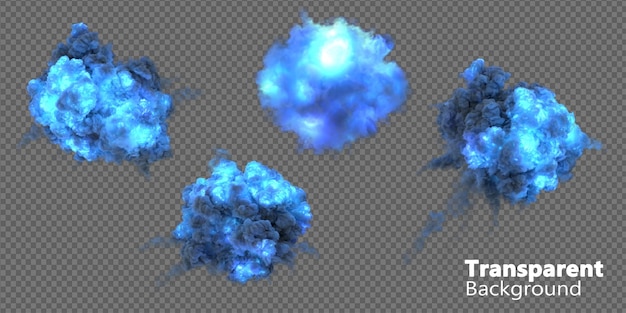 PSD aerial explosion effects on transparent background