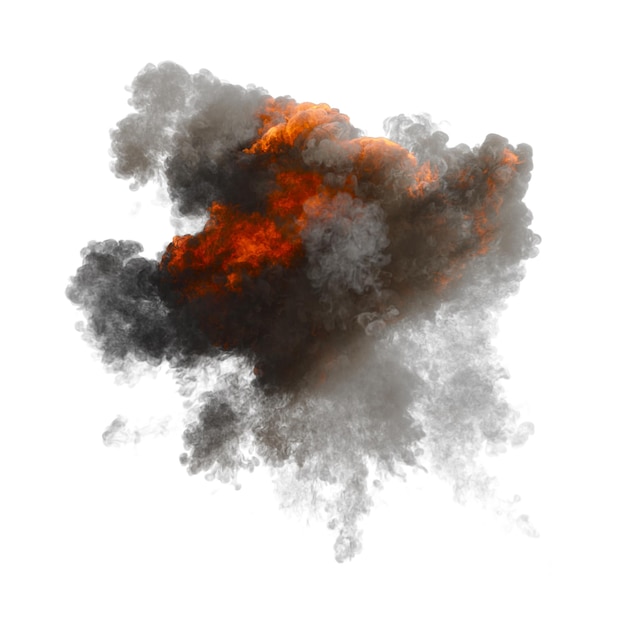 aerial explosion isolated transparent background 3d rendering