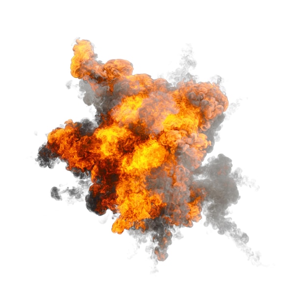 Aerial explosion isolated transparent background 3d rendering