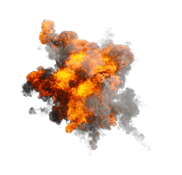 aerial explosion isolated transparent background 3d rendering