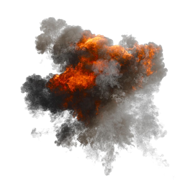 aerial explosion isolated transparent background 3d rendering
