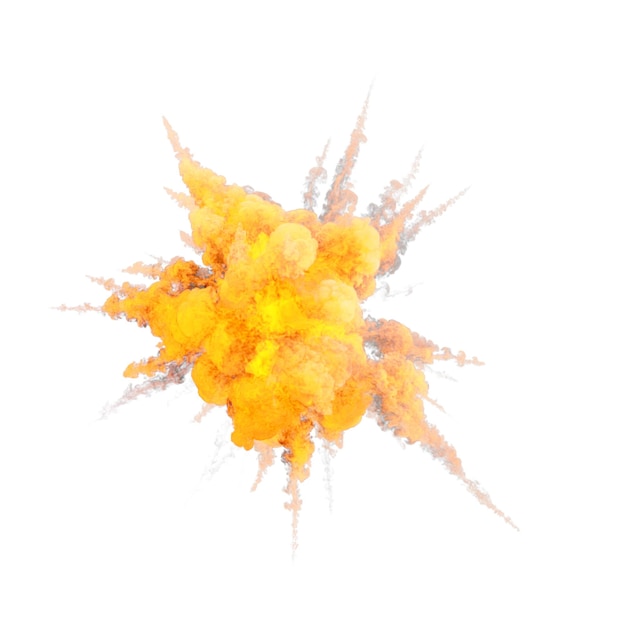 Aerial explosion isolated transparent background 3d rendering