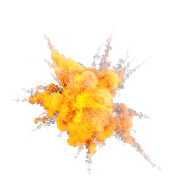 aerial explosion isolated transparent background 3d rendering