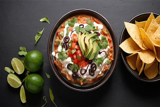 PSD 美味しいメキシコ料理の空中写真