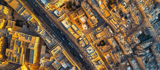 道路とともに都市景色の空中景色