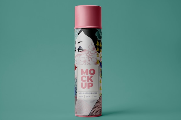 PSD aerosol bottle mockup design