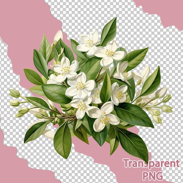 PSD estetica bellissima illustrazione botanica un colorato bouquet di fiori con sfondo trasparente