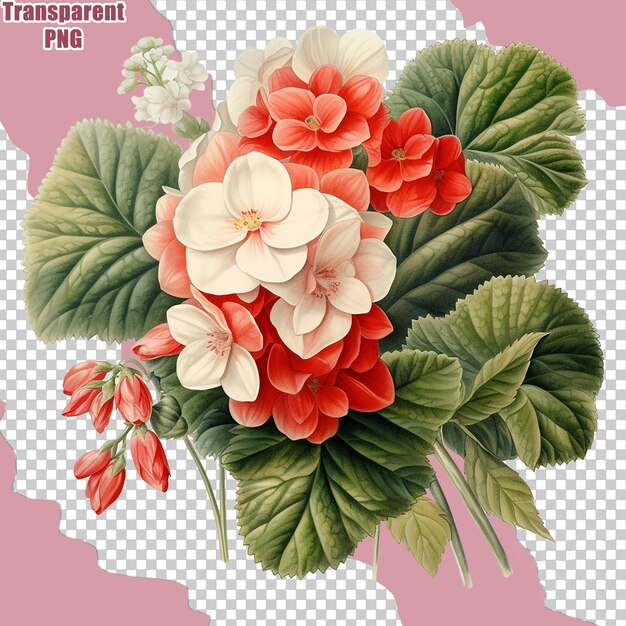 Estetico colorato bouquet di fiori con illustrazione dipinta dettagliata sfondo trasparente