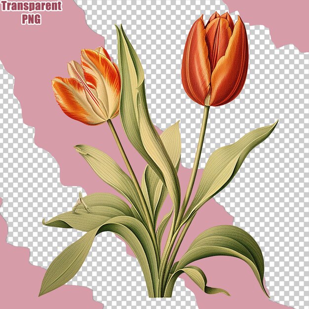 Aesthetic Colorful Flower Bouquet with Detailed Painting Illustration Transparent Backgound