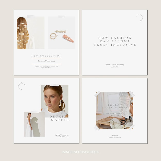 PSD aesthetic elegant instagram posts stories templates beige white neutral colors for online shop psd