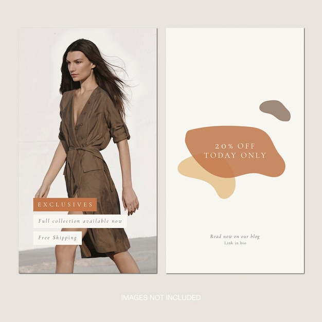 aesthetic fashion instagram posts stories design templates in beige ivory neutral brown colors