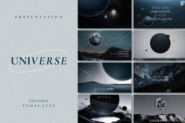 PSD aesthetic galaxy inspirational template psd with quote blog banners set