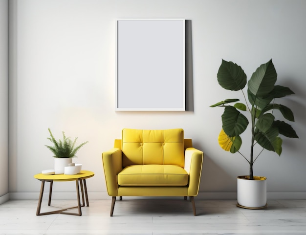 PSD aesthetic interior home decor with photo frames mockup